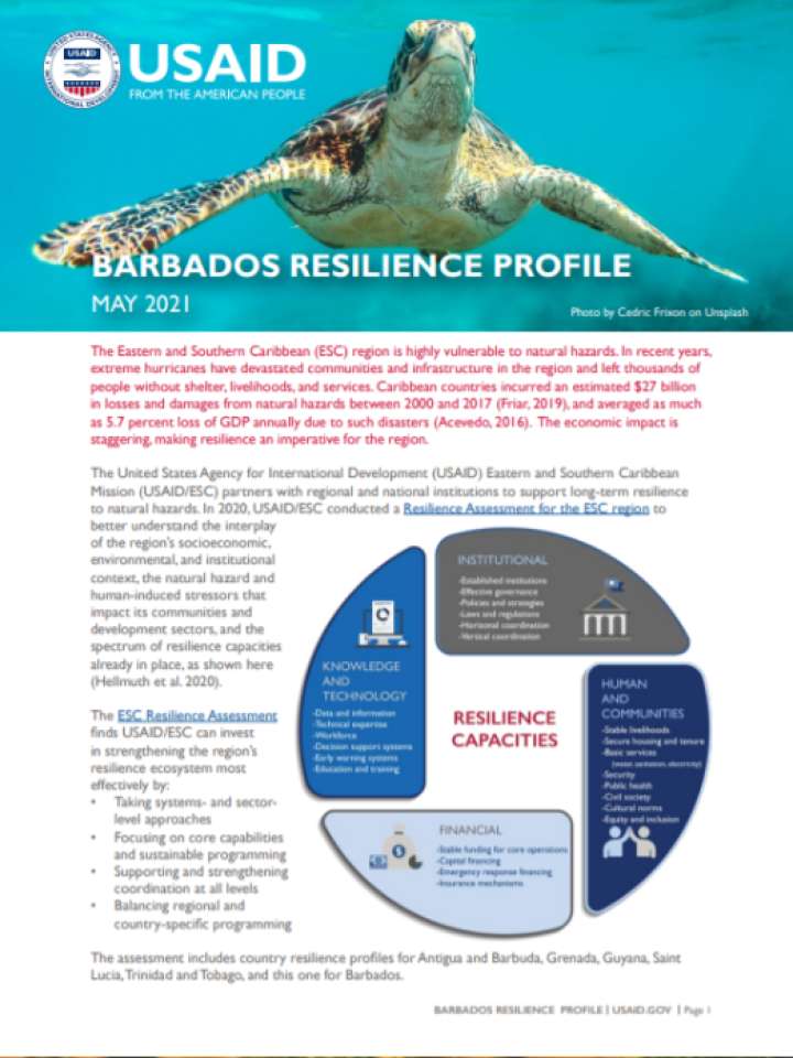 Barbados PreventionWeb   Barbados Resilience Profile  